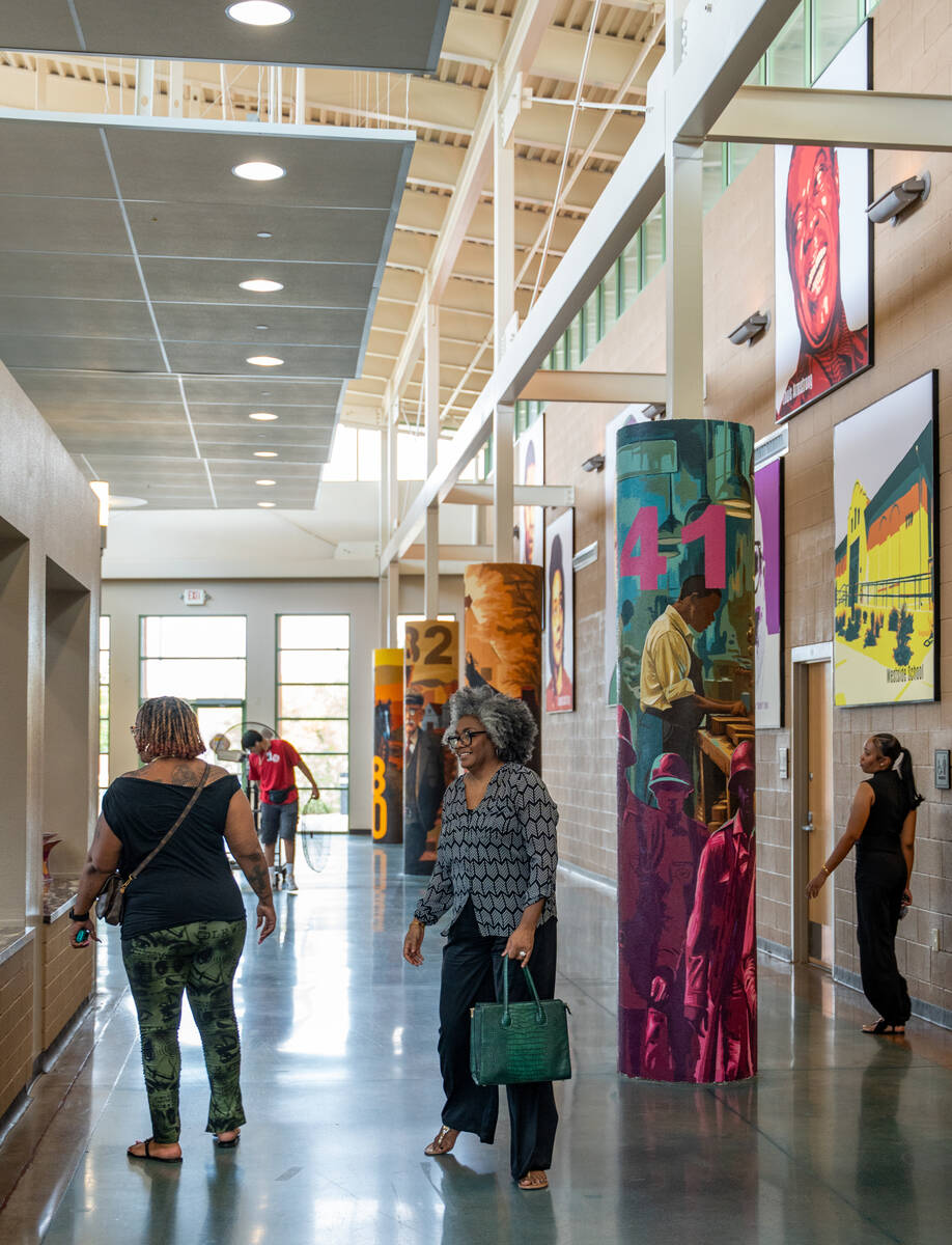 Murals depicting the history of the Historic Westside are painted on the pillars of the Pearson ...