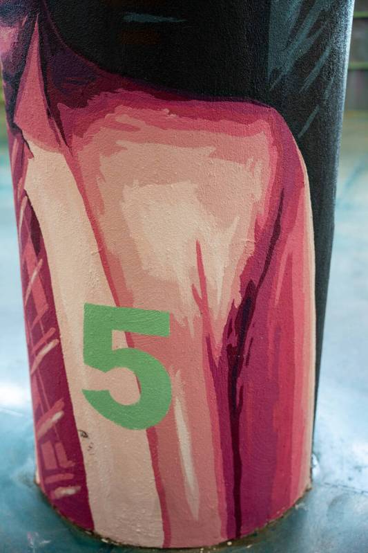 Murals depicting the history of the Historic Westside are painted on the pillars of the Pearson ...