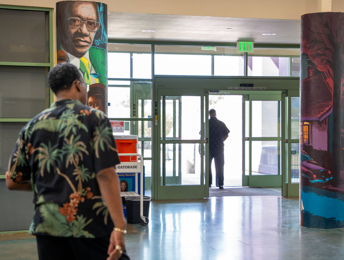 Murals depicting the history of the Historic Westside are painted on the pillars of the Pearson ...