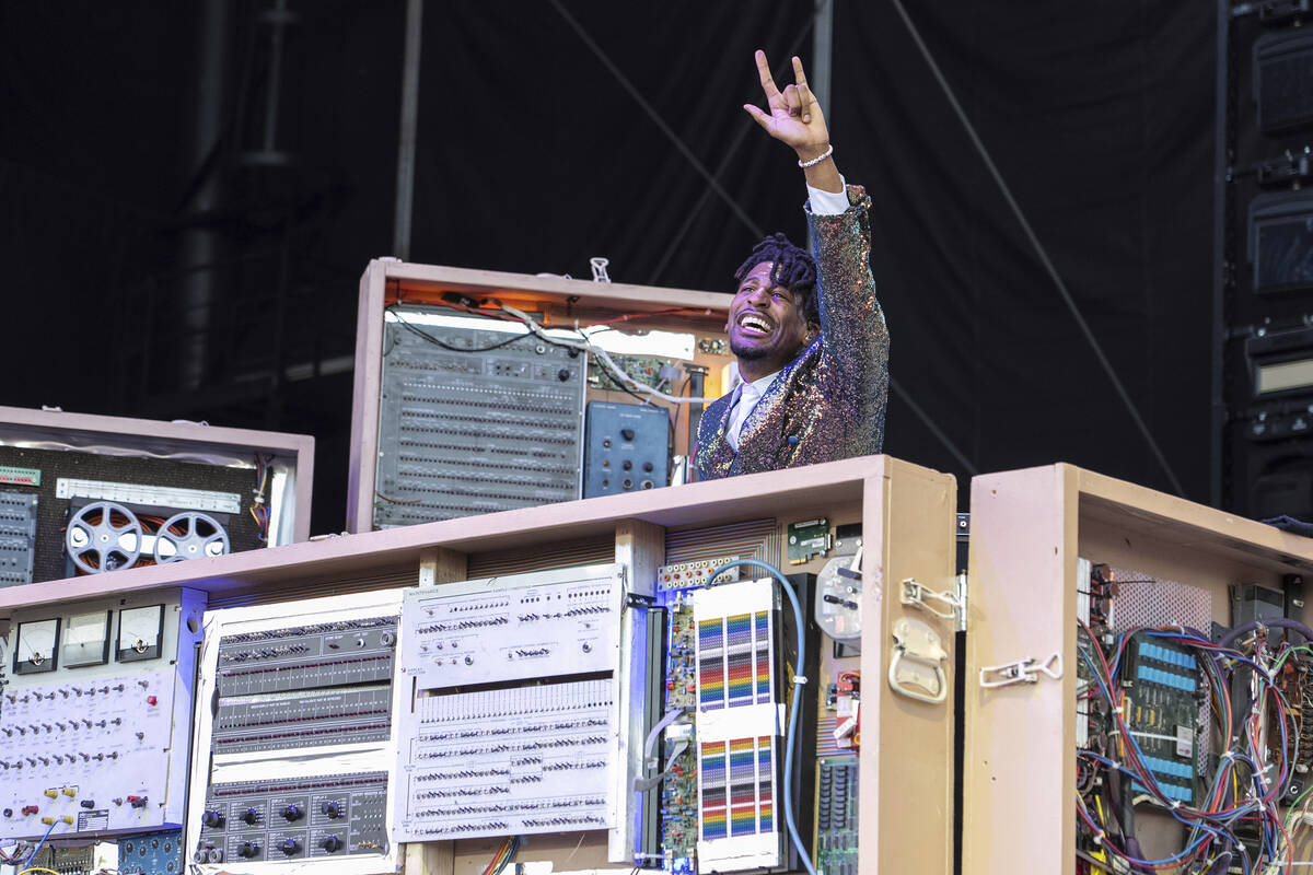 Jon Batiste performs during the Bonnaroo Music & Arts Festival, Saturday, June 15, 2024, in ...