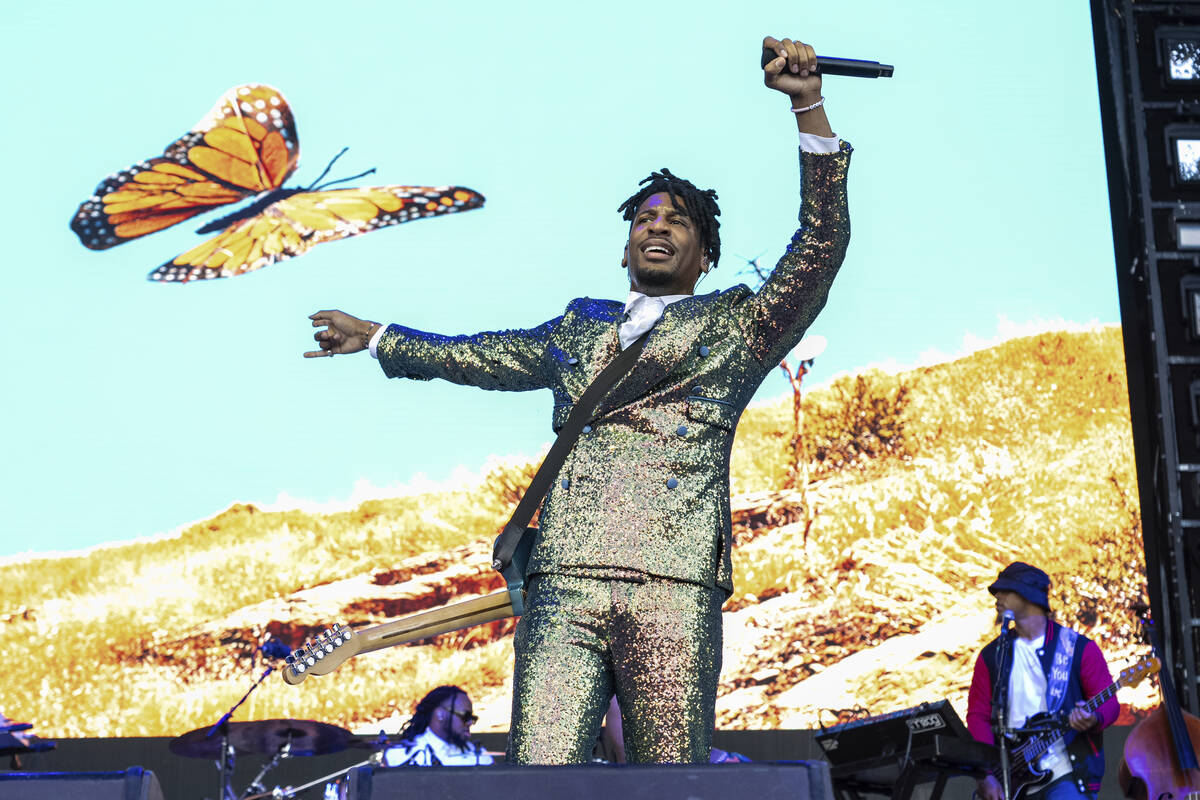 Jon Batiste performs during the Bonnaroo Music & Arts Festival on Saturday, June 15, 2024, ...