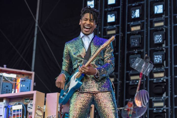 FILE - Jon Batiste performs during the Bonnaroo Music & Arts Festival, June 15, 2024, in Ma ...
