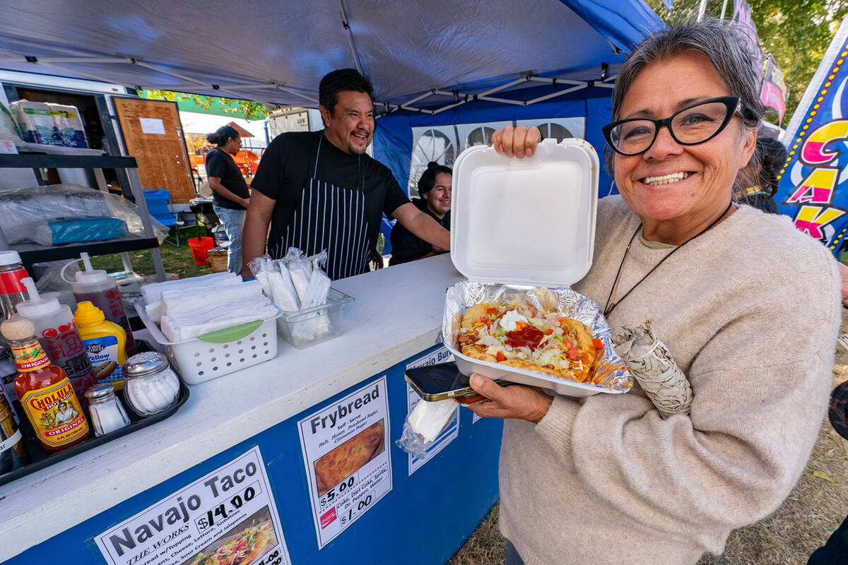 Delicious fare, such as the always popular Navajo tacos, were on sale at the Pahrump Social Pow ...