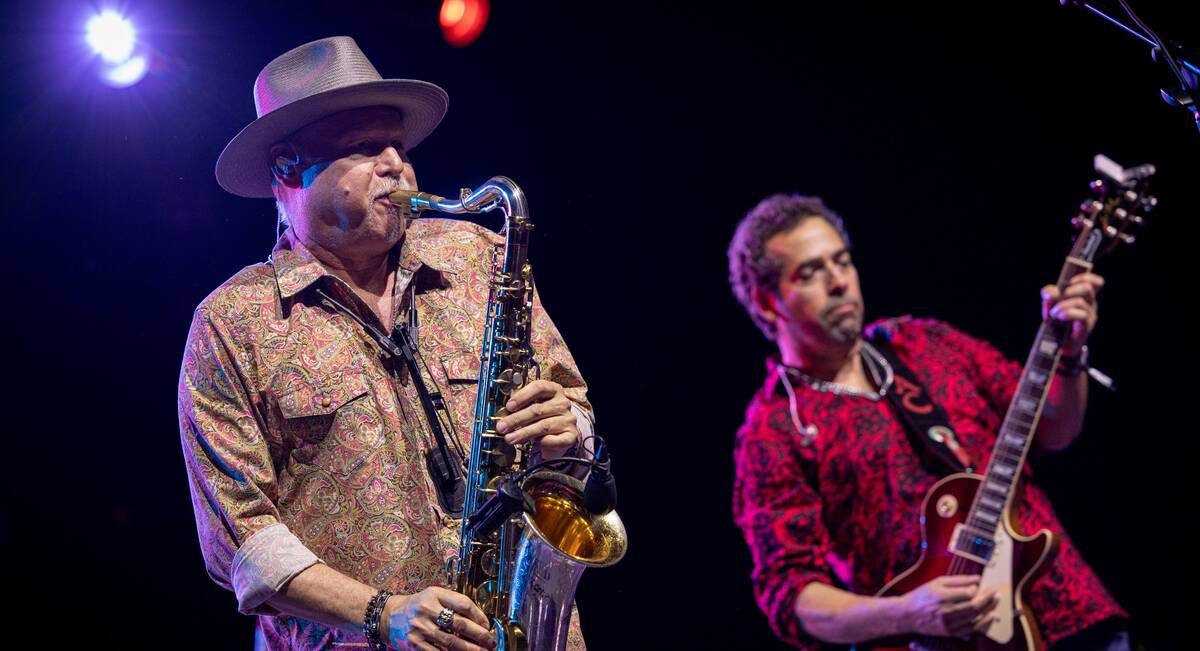 Jimmy Carpenter and Albert Castiglia are shown at the Big Blues Bender at Westgate on Friday, S ...
