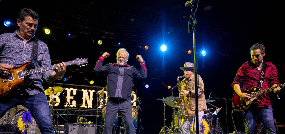 Bill Murray is shown with members of Blood Brothers, from left, Mike Zito, Jimmy Carpenter and ...