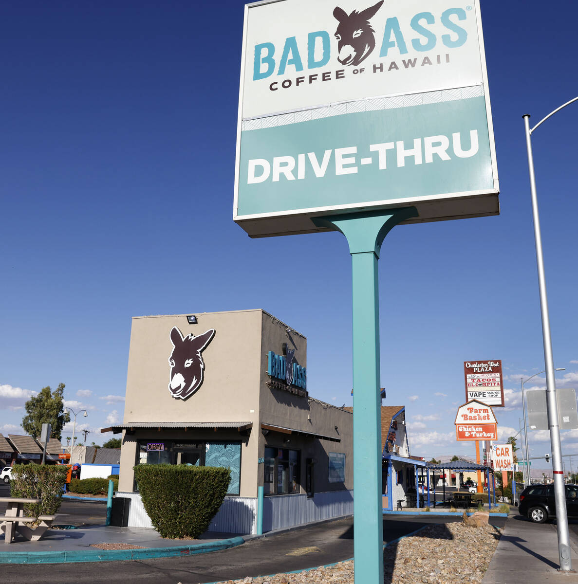 The Bad Ass Coffee of Hawaii is seen at 6150 W. Charleston Blvd., on Sunday Sept. 7, 2025, in L ...