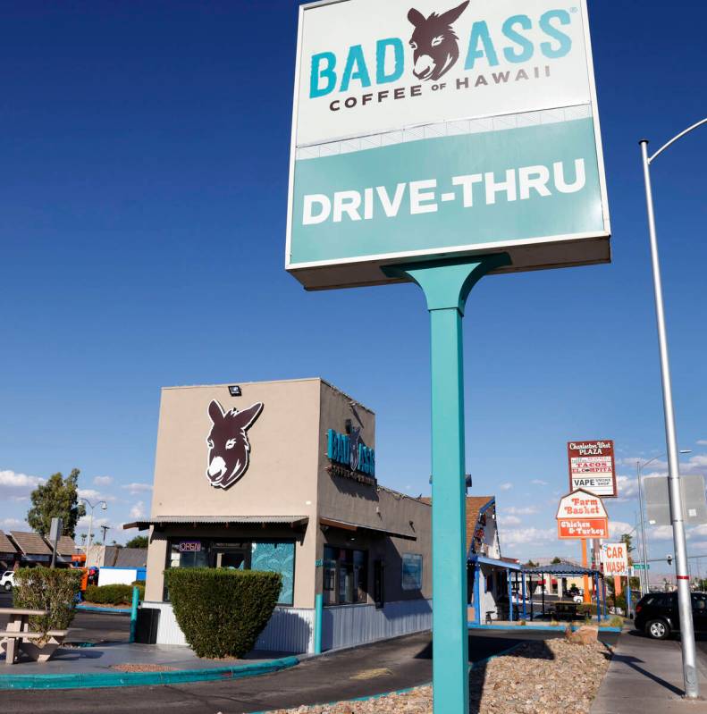 The Bad Ass Coffee of Hawaii is seen at 6150 W. Charleston Blvd., on Sunday Sept. 7, 2025, in L ...