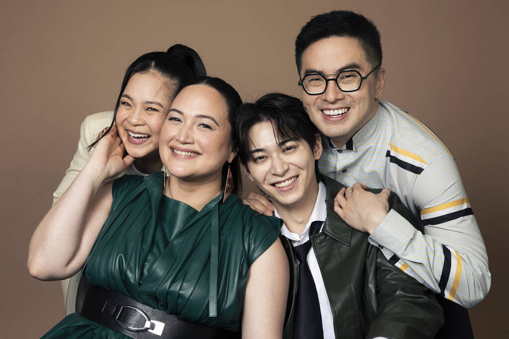 Cast members, from left, Kelly Marie Tran, Lily Gladstone, Han Gi-Chan, and Bowen Yang pose for ...
