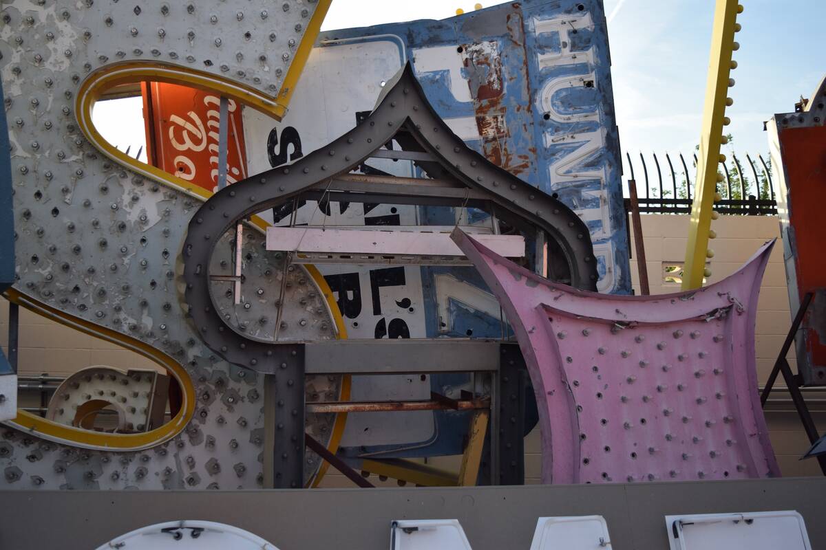 The original Dunes Hotel sign is shown at The Neon Museum before being restored by Hartland Sig ...