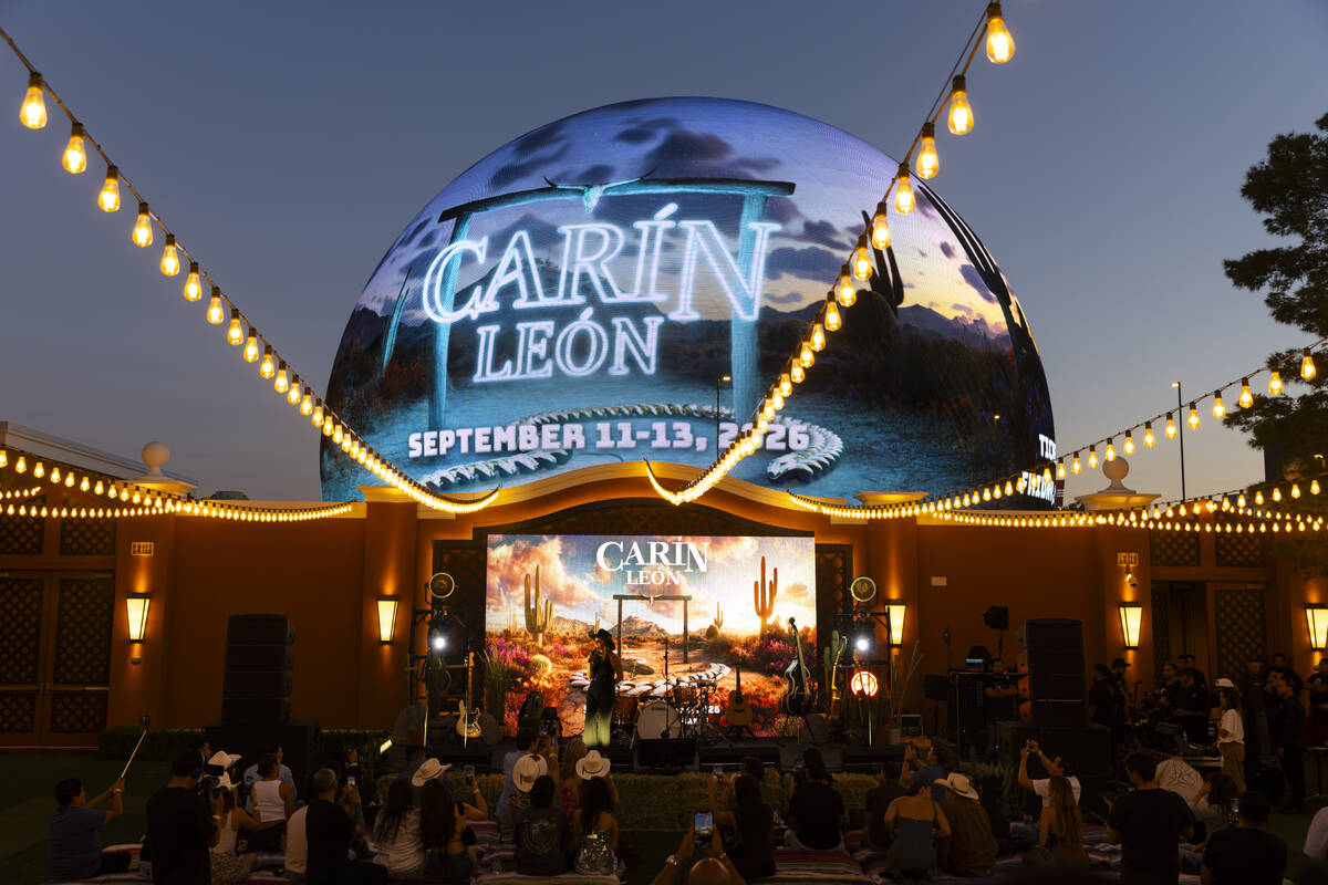 People gather for the announcement of Mexican star Carin León's dates at Sphere, slat ...