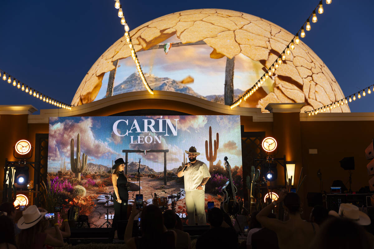 Mexican star Carin León speaks following the announcement for his concert dates at the Sph ...