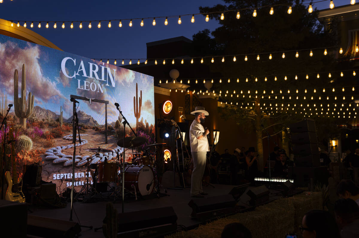 Mexican star Carin León speaks following the announcement for his concert dates at the Sph ...
