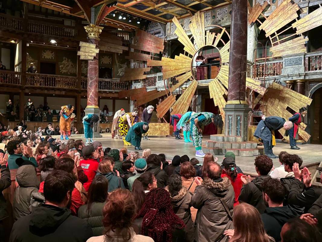 A scene from "Twelfth Night" at Shakespeare Globe is shown Friday, Sept. 12, 2025. (John Katsil ...