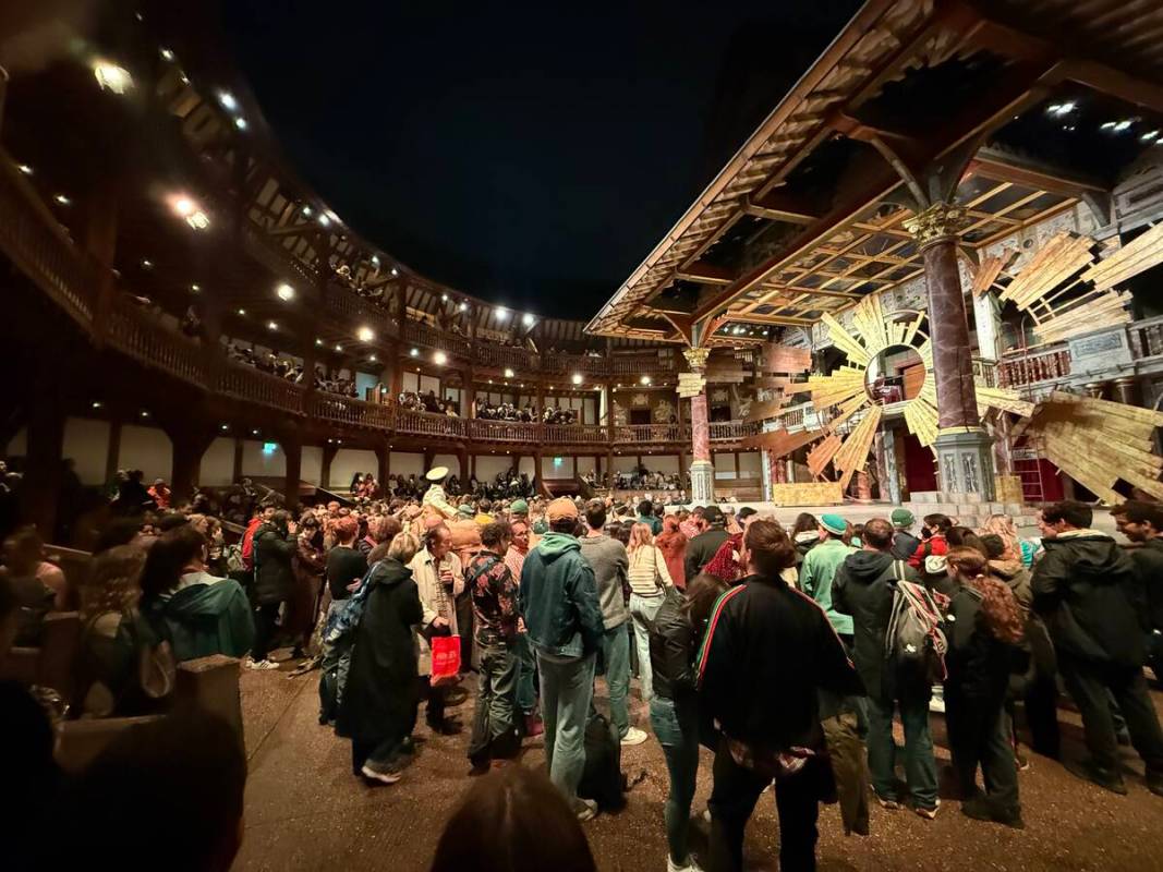 A scene from "Twelfth Night" at Shakespeare Globe is shown Friday, Sept. 12, 2025. (John Katsil ...