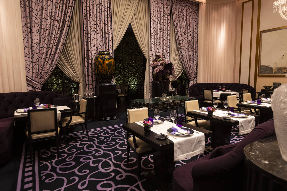 A view of the dining room at Joël Robuchon at the MGM Grand on Monday, Sept. 22, 2025, in Las ...