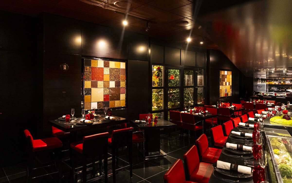 The counter at L'Atelier de Joël Robuchon at the MGM Grand on Monday, Sept. 22, 2025, in Las V ...