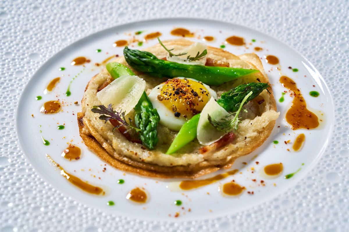 La Cebette white onion tart from the 20th anniversary menu being served Oct. 3 to 6, 2025, at L ...