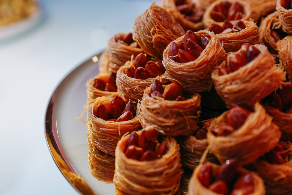 Almond tarts sit on a tray during Revelry’s The Feast on Saturday, Sept. 20, 2025 at the ...