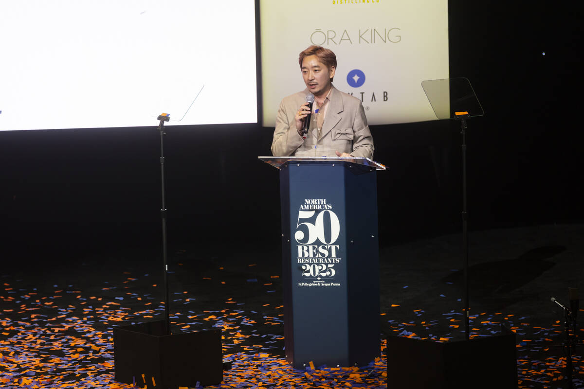 Junghyun Park, chef and co-owner of New York City's Atomix, speaks after Atomix was named ...