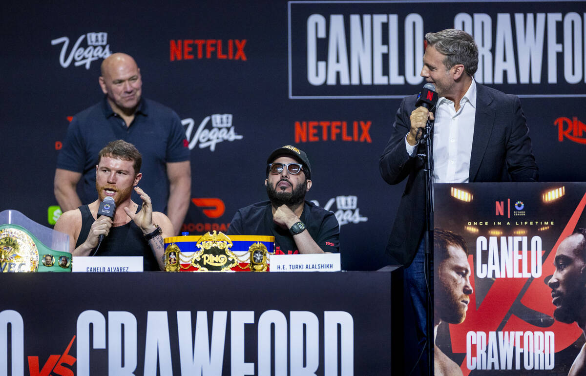 Saul ‘Canelo’ Alvarez with H.E. Turki Alalshikh sets boxing commentator Max Kelle ...