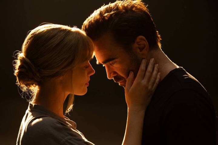 Margot Robbie, left, and Colin Farrell in "A Big Bold Beautiful Journey." (Matt Kenne ...