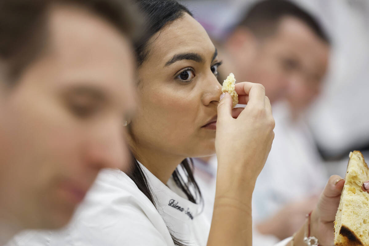 Judge and pastry chef Bilena Settepani smells a sample of panettone during the Panettone World ...