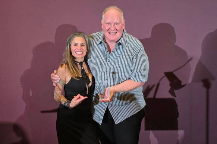 Las Vegas Chef James Trees, right, and Ada’s Food + Wine lead sommelier Kat Thomas celebrate ...