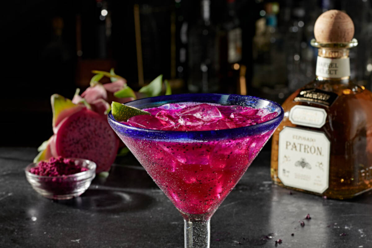 A Patrón Dragon Fruit Margarita from LongHorn Steakhouse, which is opening its first Las Vegas ...