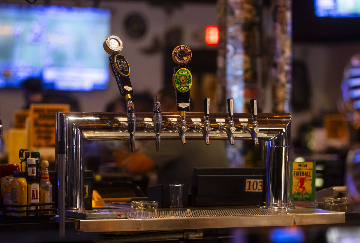 Beer taps are seen at Big Dog’s Draft House, at 4543 N. Rancho Drive, on Thursday, Sept. 11, ...