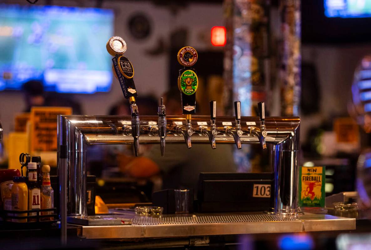 Beer taps are seen at Big Dog’s Draft House, at 4543 N. Rancho Drive, on Thursday, Sept. 11, ...