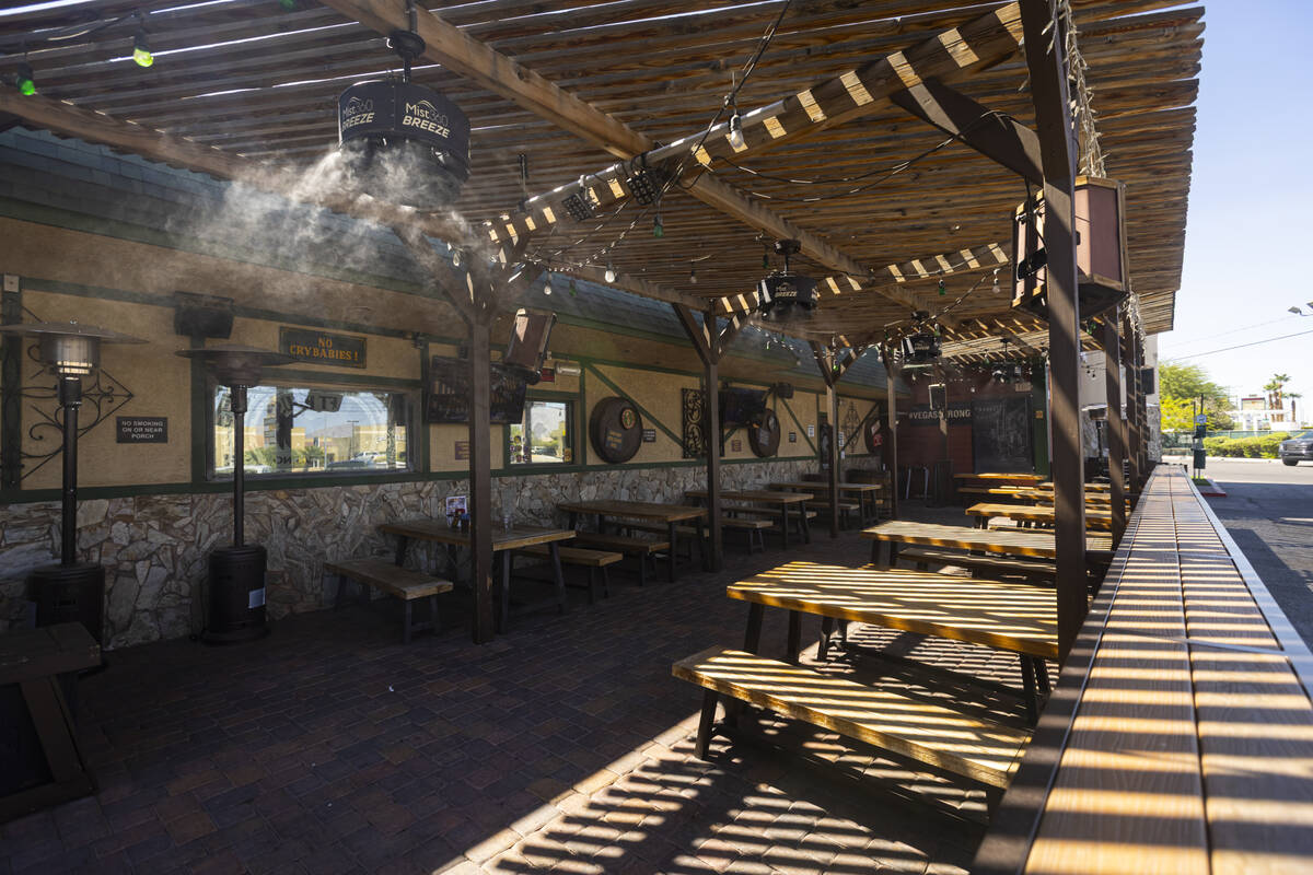 The outdoor patio at Big Dog’s Draft House, at 4543 N. Rancho Drive, on Thursday, Sept. 11, 2 ...