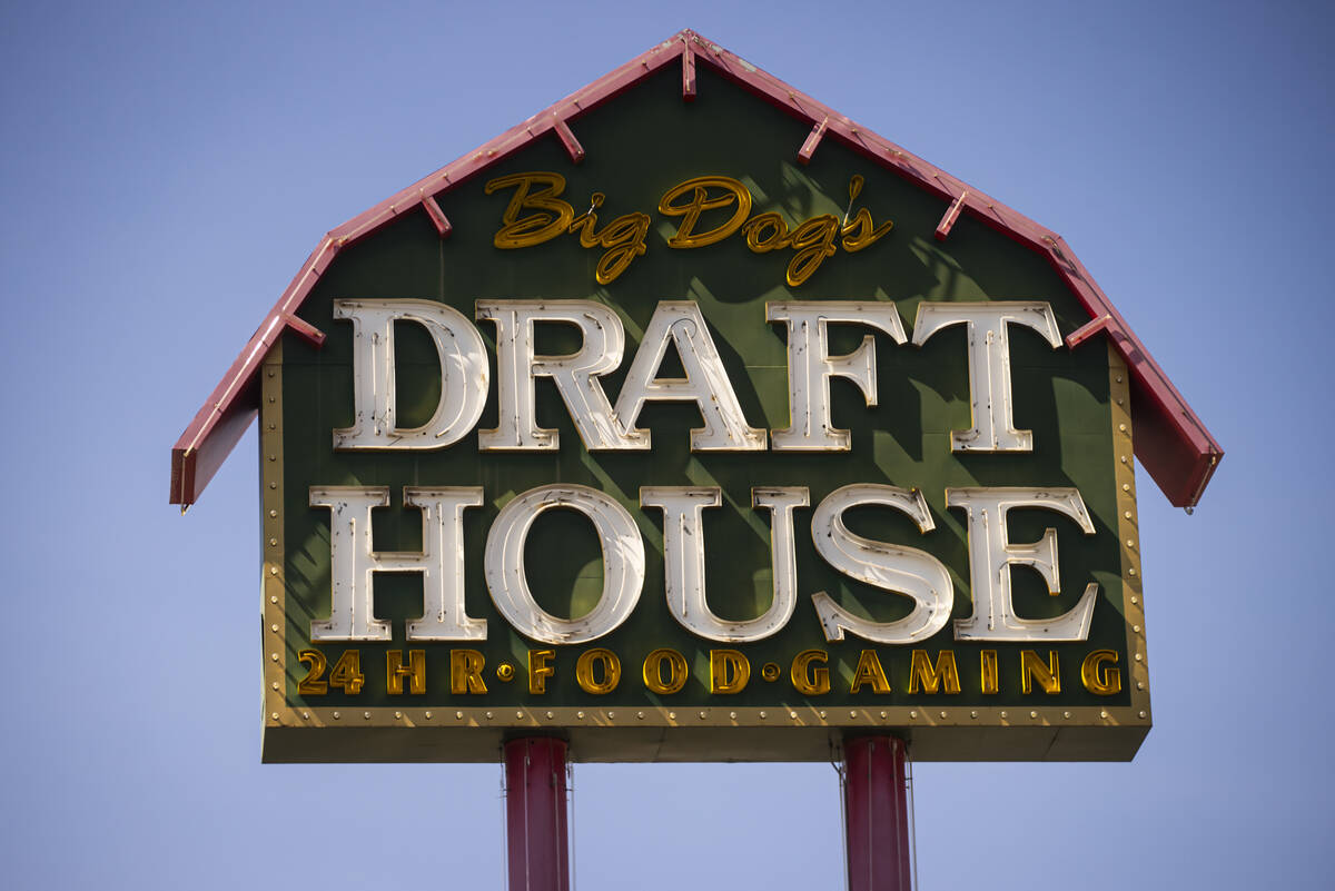 A view of the sign for Big Dog’s Draft House, at 4543 N. Rancho Drive, on Thursday, Sept. 11, ...