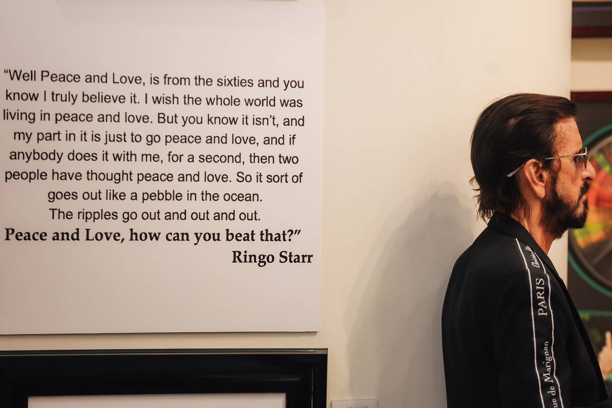 Ringo Starr speaks to reporters at the Animazing Gallery inside of the Grand Canal Shoppes Wedn ...