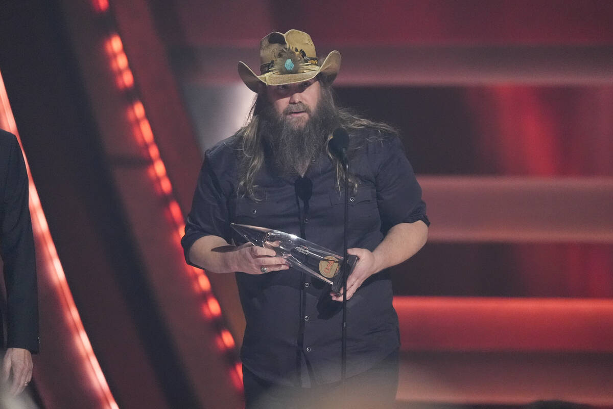 Chris Stapleton accepts the award for single of the year for "White Horse" during the ...
