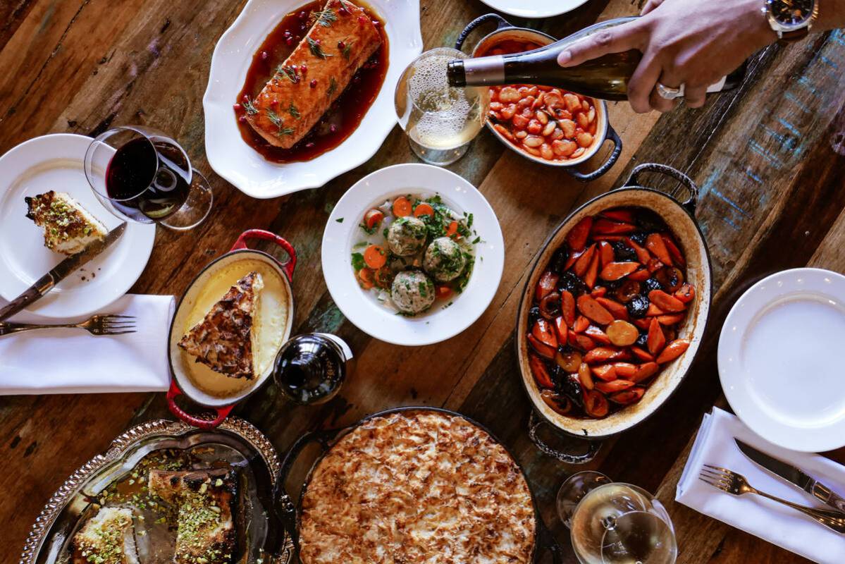 A spread for Rosh Hashana 2025 at HaSalon restaurant in The Venetian on the Las Vegas Strip. (H ...