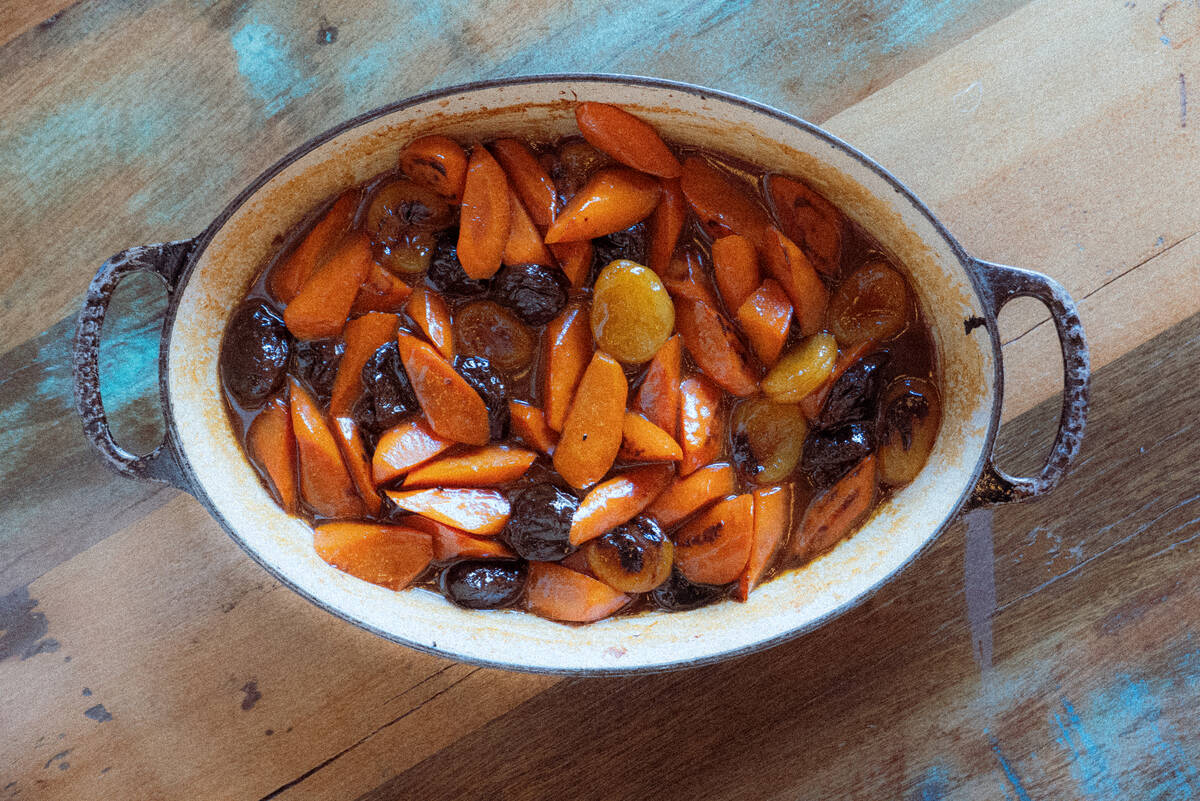 Carrot tzimmes for Rosh Hashana 2025 at HaSalon restaurant in The Venetian on the Las Vegas Str ...