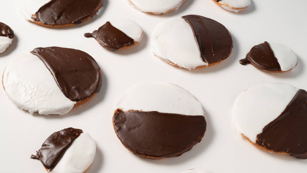 Siegel's Bagelmania in Las Vegas is offering black and white cookies for Rosh Hashana 2025. (Si ...