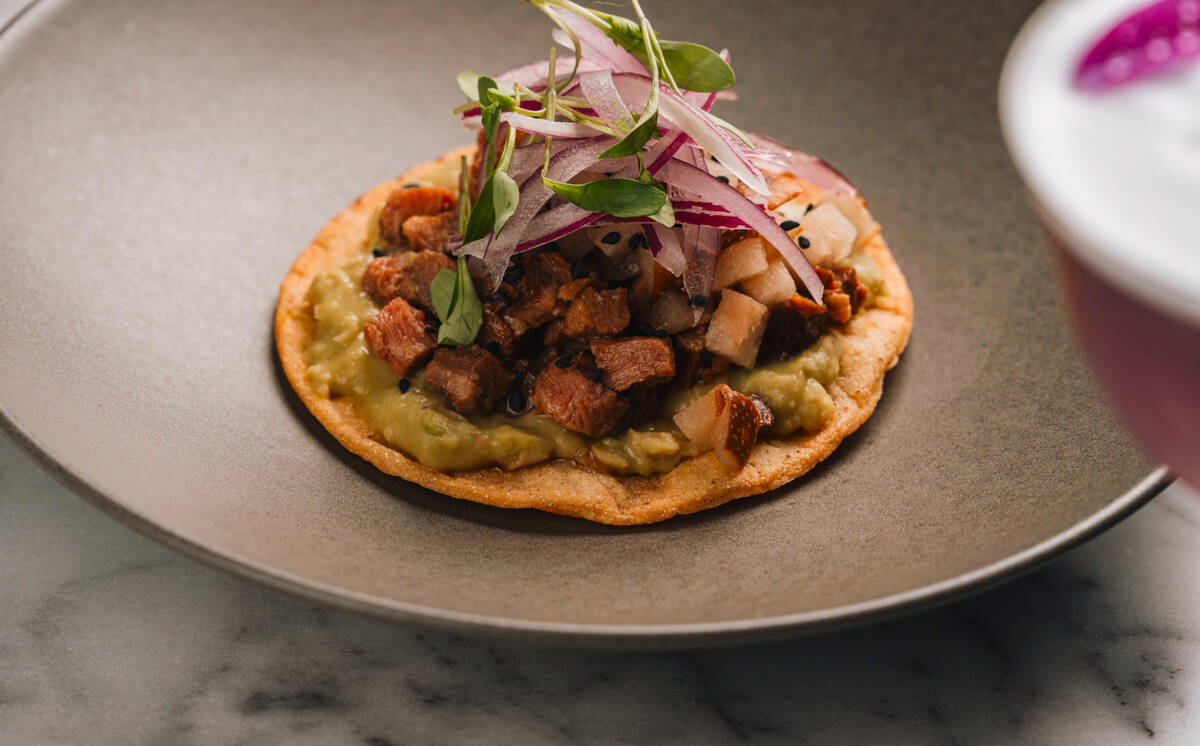A kalbi steak tostada from the Turn 3 Club, one of the hospitality experiences at the 2025 Form ...