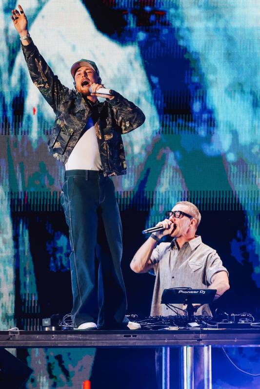 Bailey Zimmerman performs during Diplo’s set during night one of the iHeartRadio Music F ...