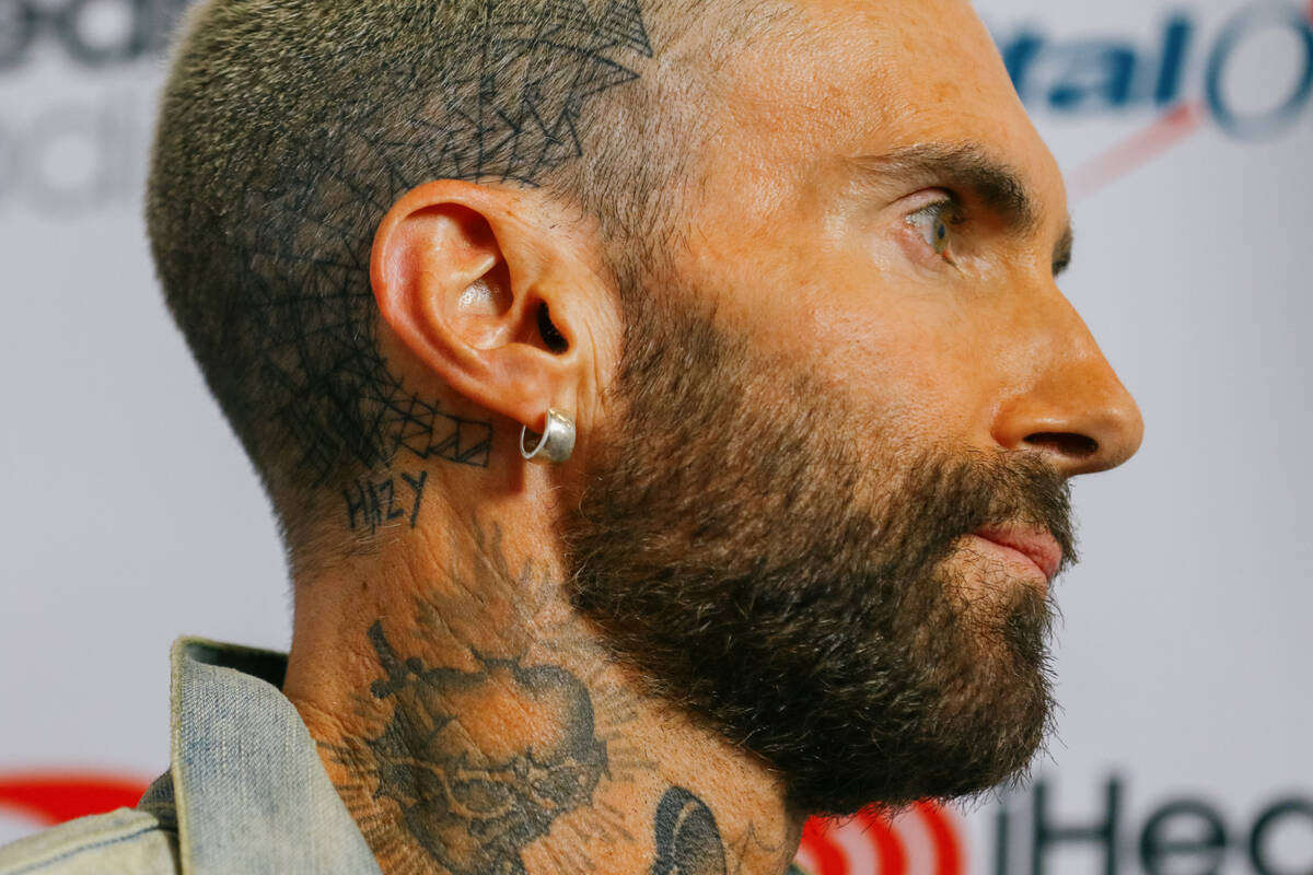 Adam Levine on the red carpet of night one of the iHeartRadio Music Festival on Friday, Sept. 1 ...