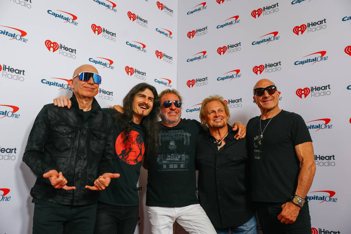 Joe Satriani, Rai Thystlewayte, Sammy Hagar, Michael Anthony and Kenny Aronoff on the red carpe ...