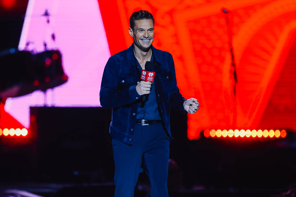 Ryan Seacrest presents during night two of the iHeartRadio Music Festival at T-Mobile Arena Sat ...