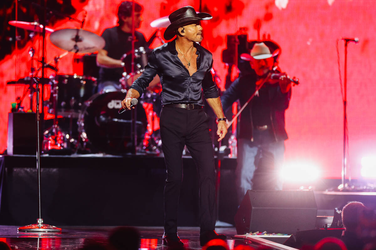 Tim McGraw performs during night two of the iHeartRadio Music Festival at T-Mobile Arena Saturd ...