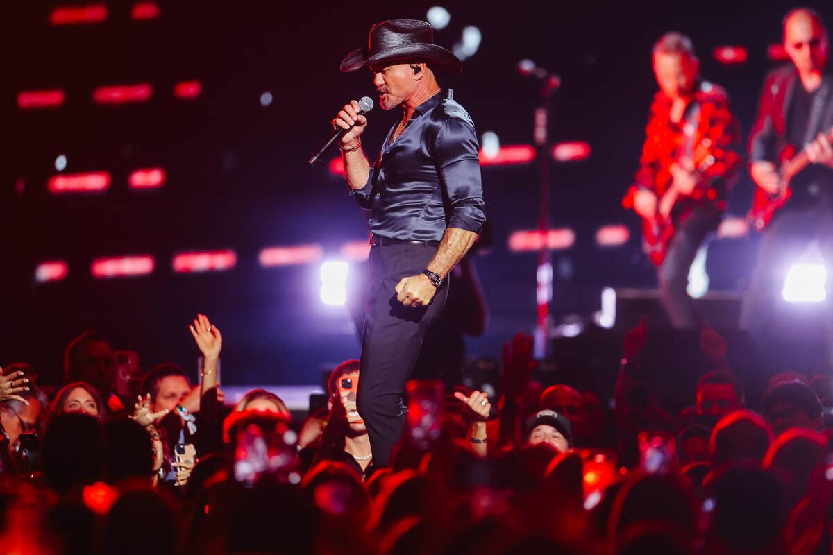 Tim McGraw performs during night two of the iHeartRadio Music Festival at T-Mobile Arena Saturd ...