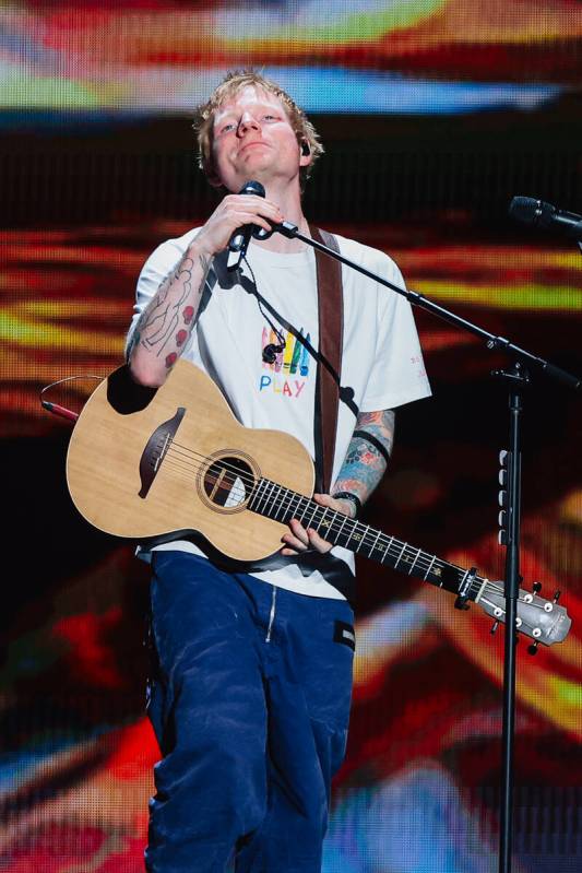 Ed Sheeran performs during night two of the iHeartRadio Music Festival at T-Mobile Arena Saturd ...