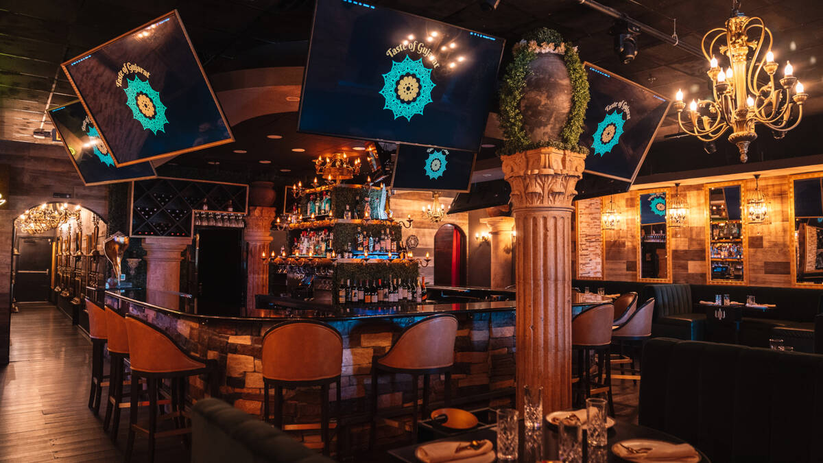 The bar and dining area of Taste of Gujarat, an Indian restaurant opening Sept. 24, 2025, in th ...