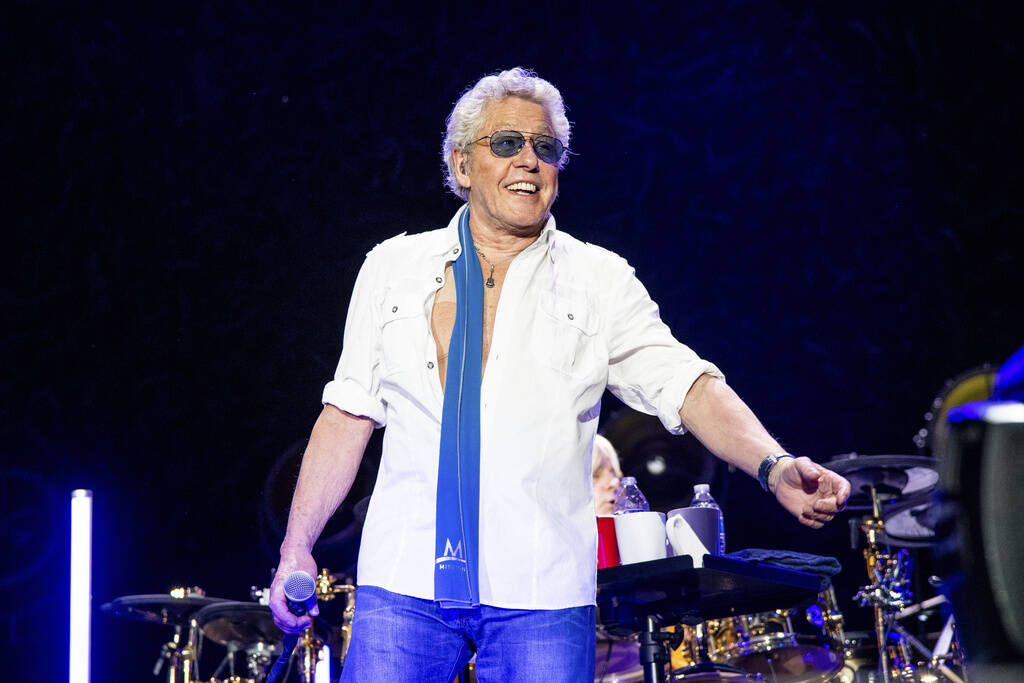 Roger Daltrey of The Who performs at TQL Stadium on Sunday, May 15, 2022, in Cincinnati. (Amy H ...