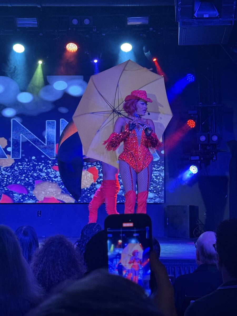 Jeremy Thomas as Rihanna is shown in "Divas, Drag and Drinks" at 24 Oxford at Virgin Hotels Las ...
