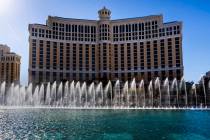 The fountain show outside the Bellagio on Friday, March 1, 2024, in Las Vegas. (L.E. Baskow/neon)