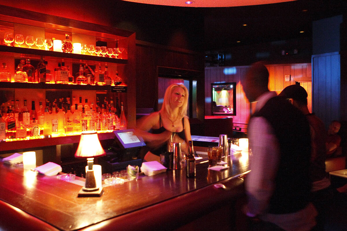 The bar area at Ivan Kane's Forty Deuce Nightclub-Burlesque inside the Mandalay Bay hotel-casin ...